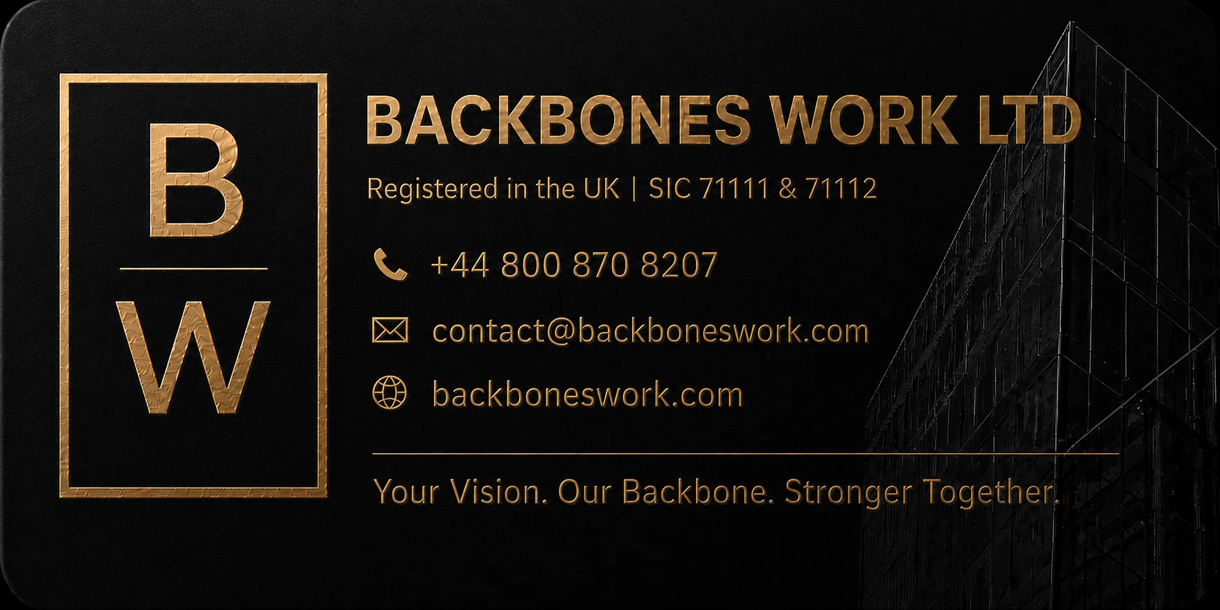 Backbones Work business card